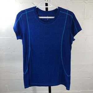 Athleta Blue Starburst Burnout Design Top Size M #j44